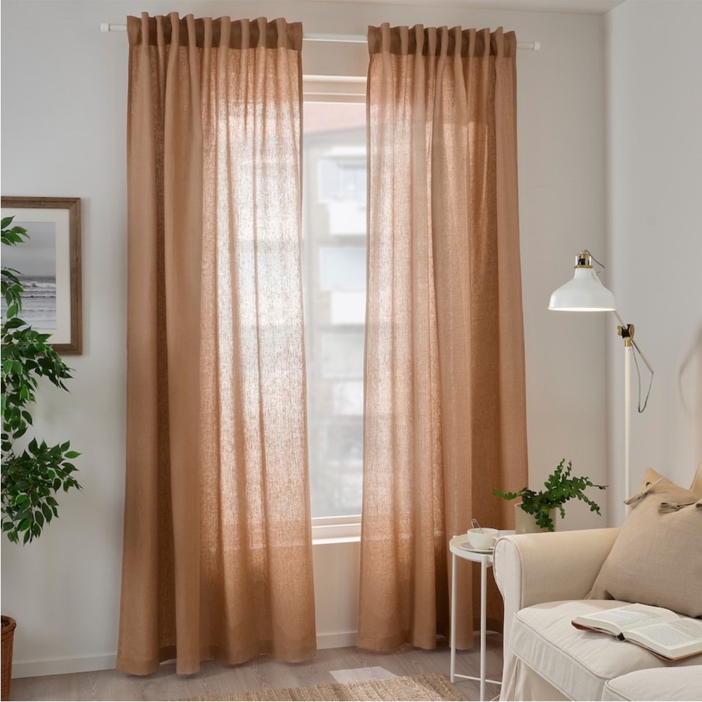 IKEA Light Filtering Dytag Curtains - Dark Beige - 1 Pair